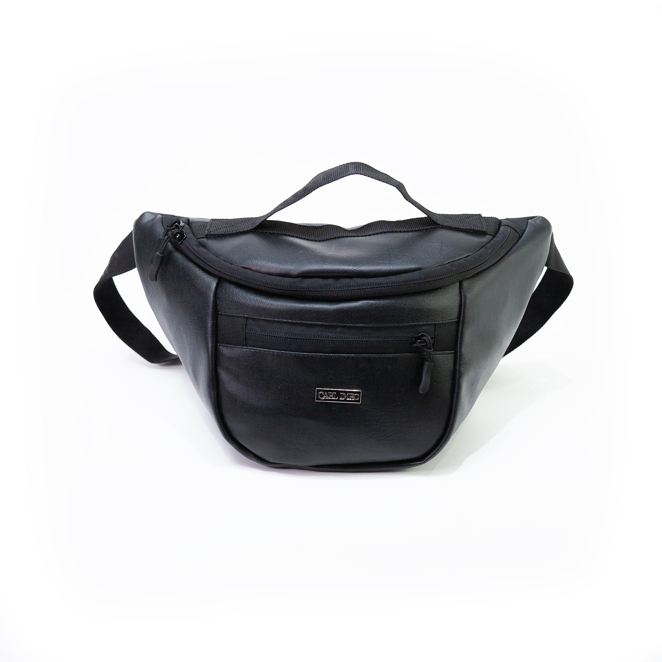 CRLi Alsa Black Fanny Bag made from zero waste PU eco leather, featuring a sleek design and adjustable strap for versatile wear.