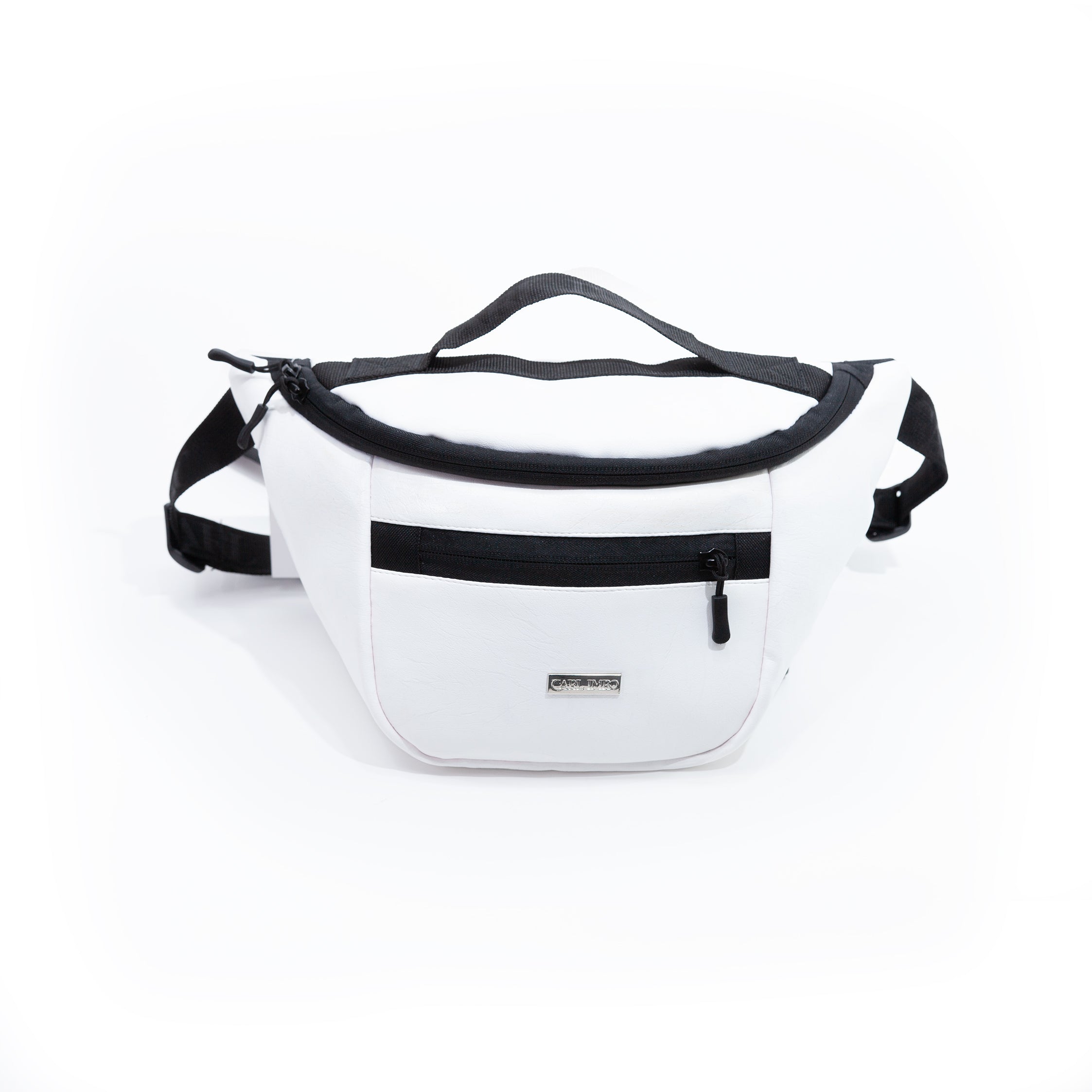 CRLi Alsa White Fanny Bag made from zero waste PU eco leather, featuring a sleek design and adjustable strap for versatile wear.