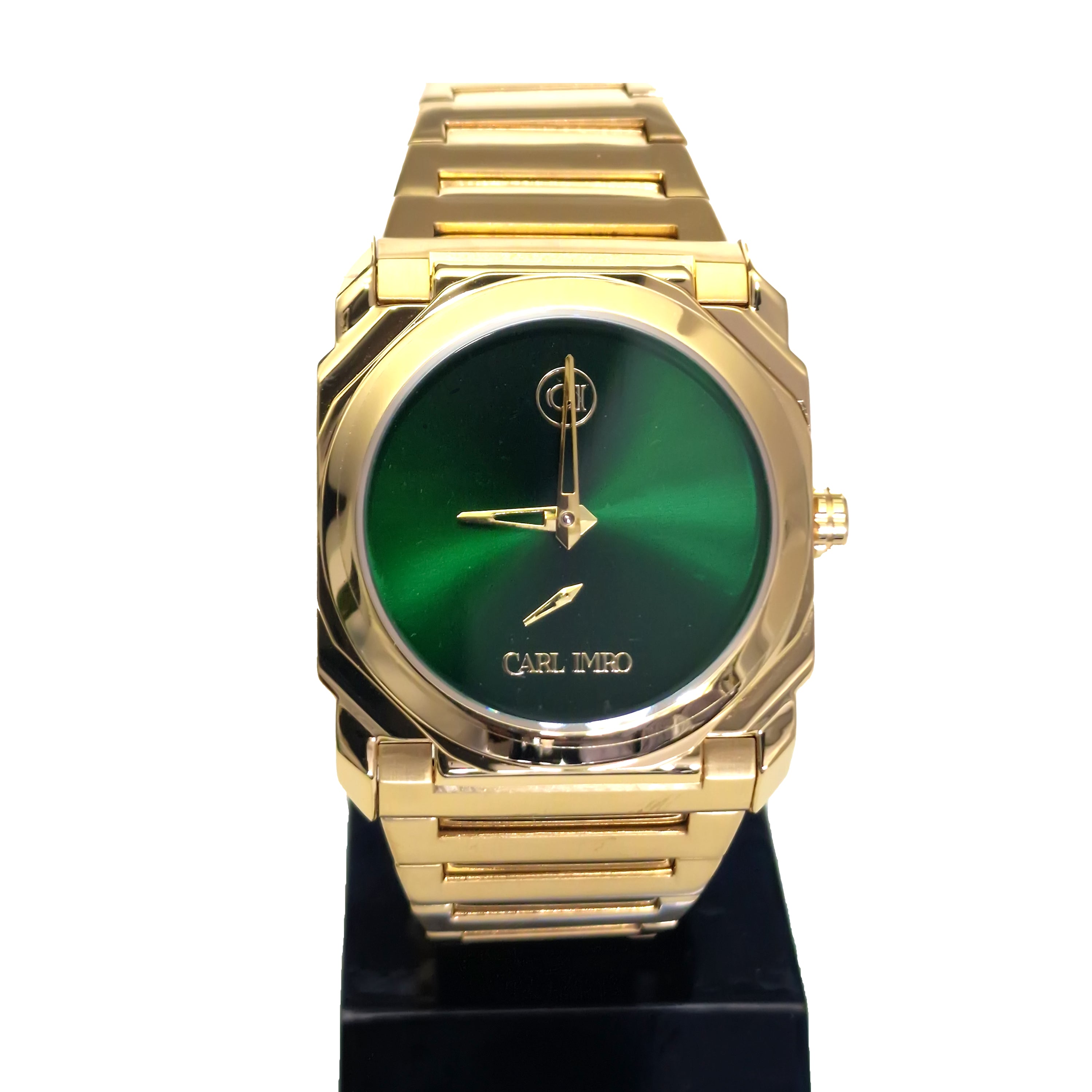 CRLi Brazo Liso OR Men's Watch featuring an alloy case with IP gold/silver plating, sapphire glass, and a black/green sunray dial.