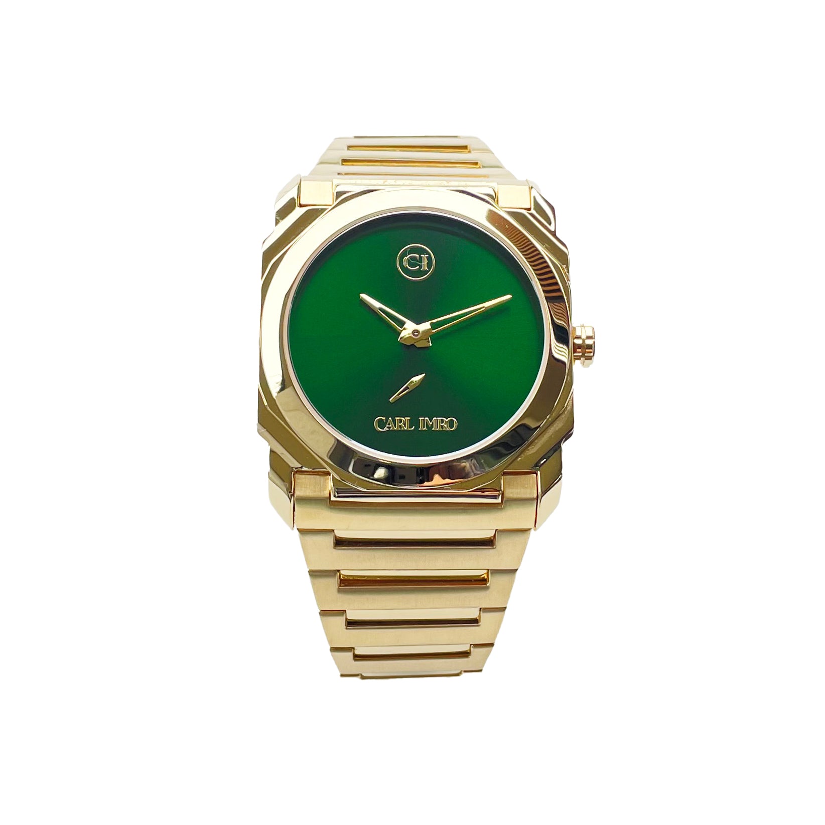 CRLi Brazo Liso OR Men's Watch featuring an alloy case with IP gold/silver plating, sapphire glass, and a black/green sunray dial.