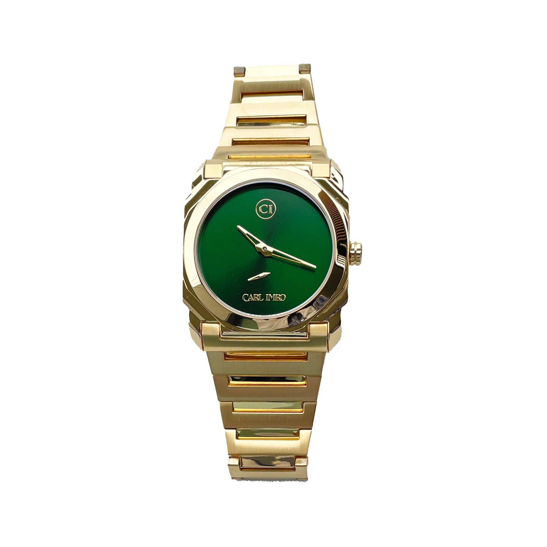 CRLi Brazo Liso OR Men's Watch featuring an alloy case with IP gold/silver plating, sapphire glass, and a black/green sunray dial.