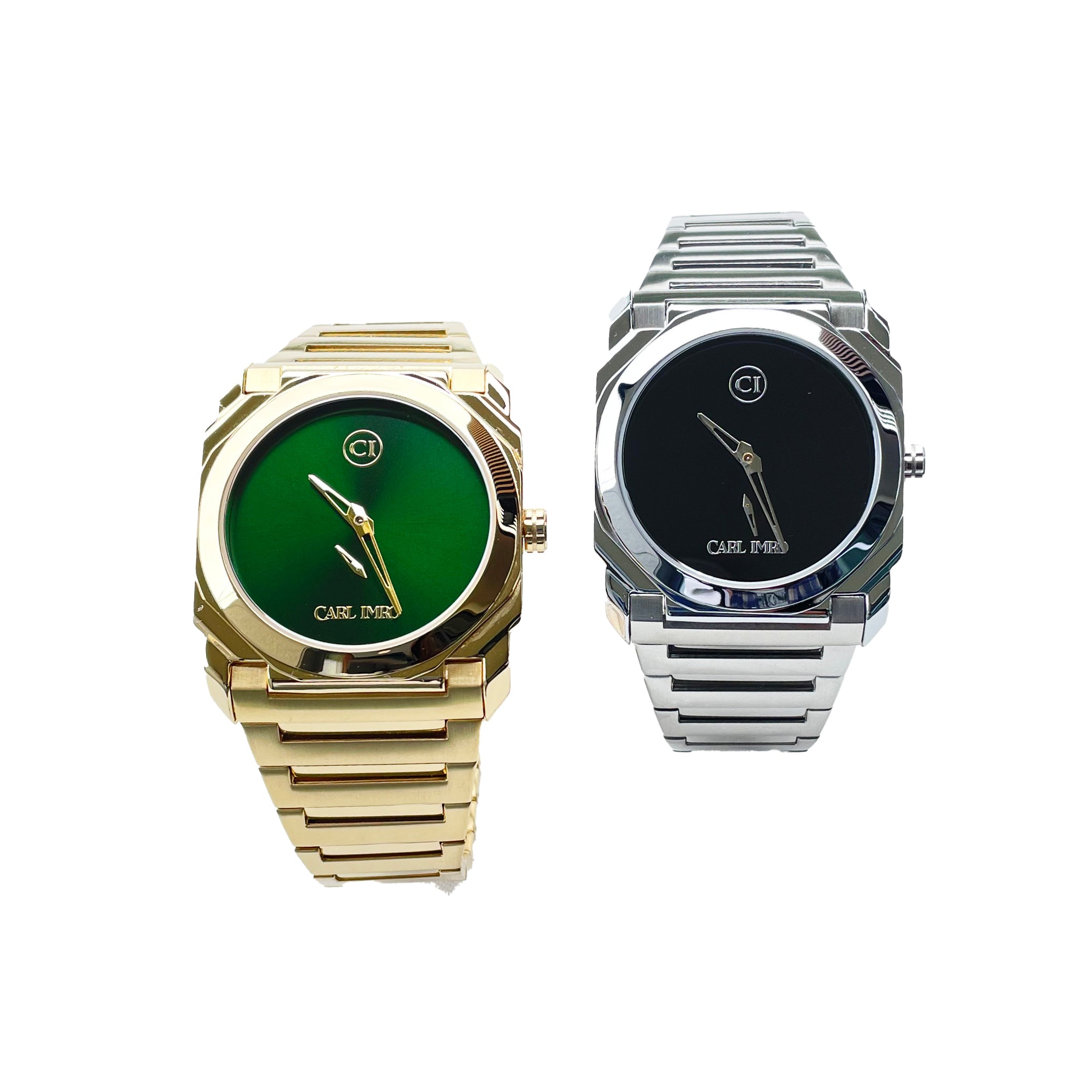 CRLi Brazo Liso OR Men's Watch featuring an alloy case with IP gold/silver plating, sapphire glass, and a black/green sunray dial.