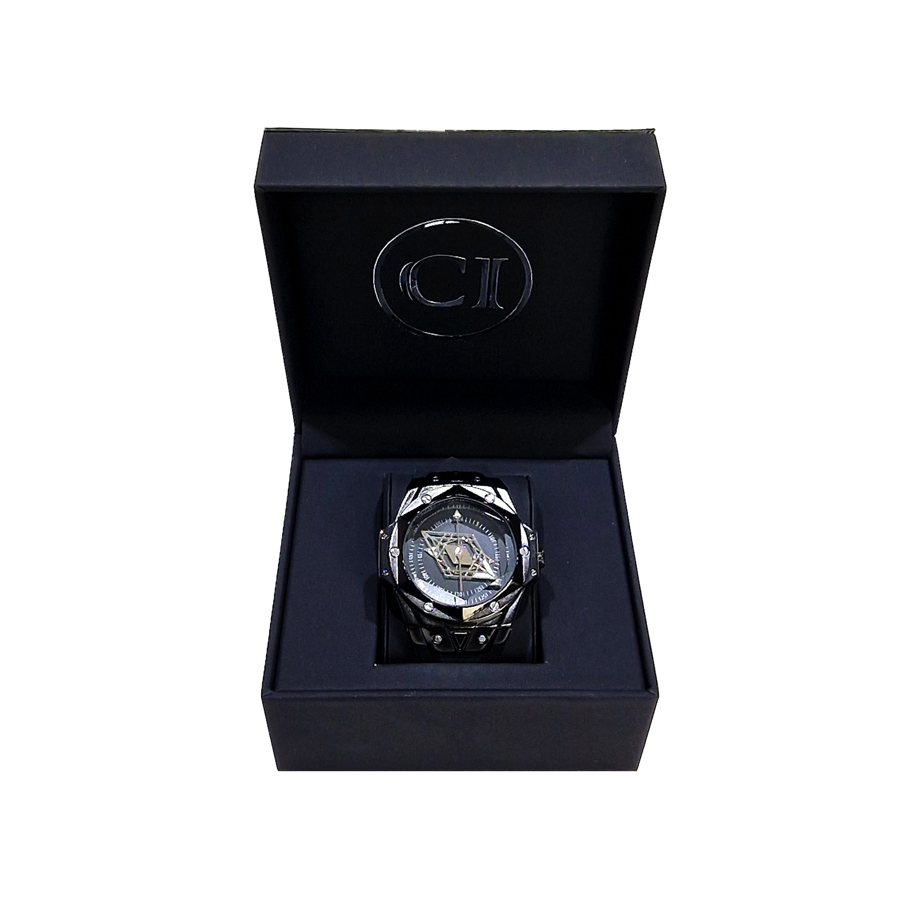 CRLI Damus B Men's Watch featuring a stainless steel band, luminous markers, and a scratch-resistant sapphire crystal.