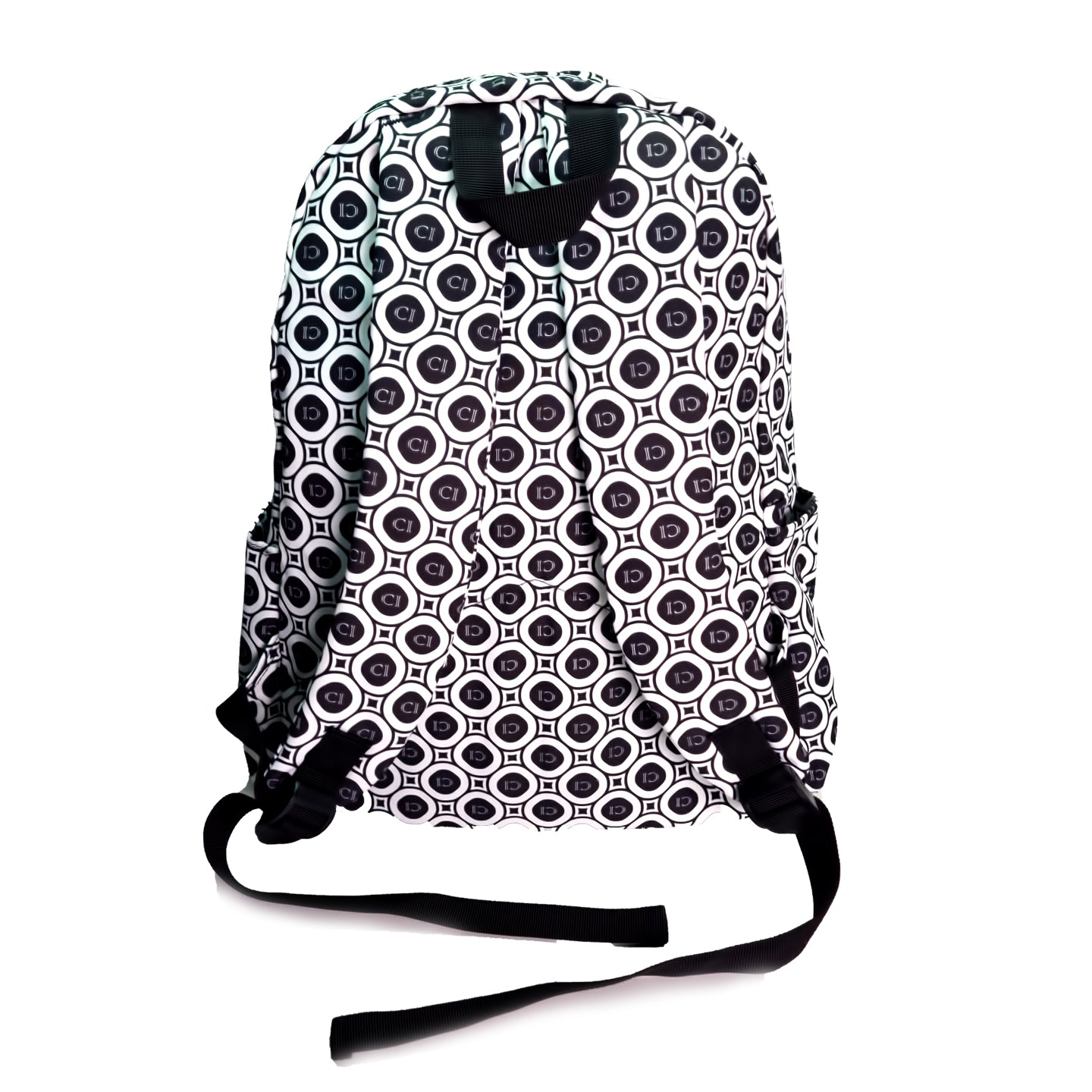 CRLi Mochilla Pro softback backpack in monogram black and white, showcasing ergonomic design and spacious interior.