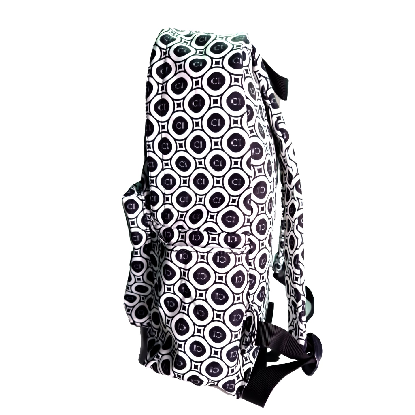 CRLi Mochilla Pro softback backpack in monogram black and white, showcasing ergonomic design and spacious interior.