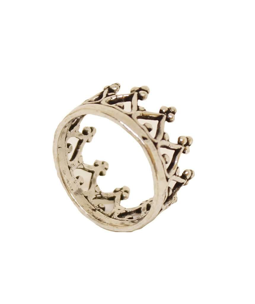 A stunning brass Crown Ring with a simplistic crown design, perfect for stacking and showcasing elegance.