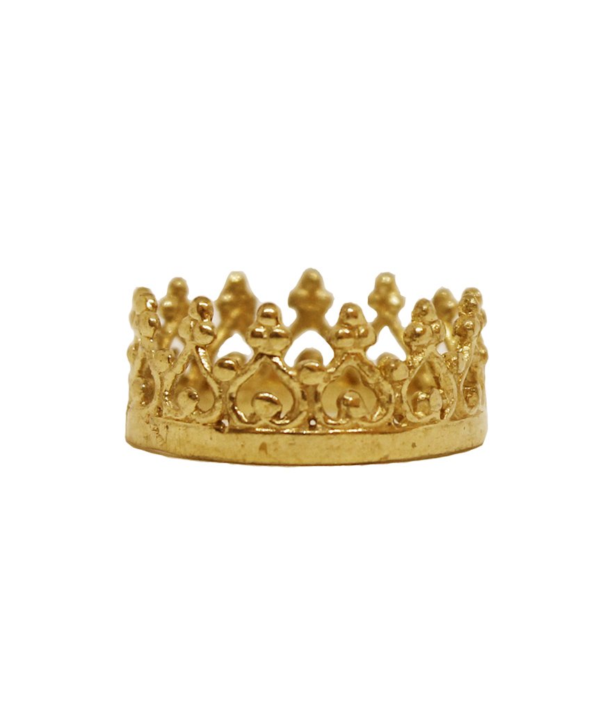 A stunning brass Crown Ring with a simplistic crown design, perfect for stacking and showcasing elegance.