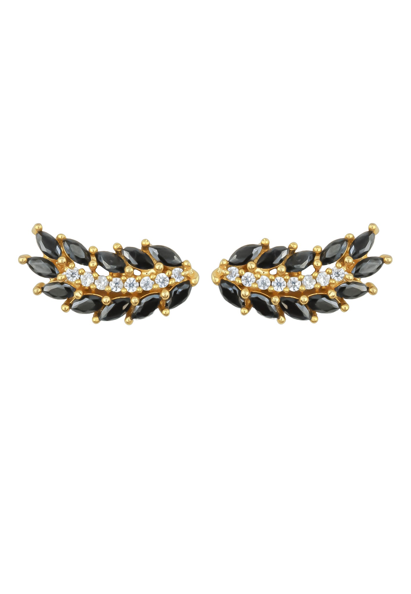 Elegant Cruise Wings Earrings featuring 18K gold plating and 19 sparkling zirconia stones, designed for sensitive ears.