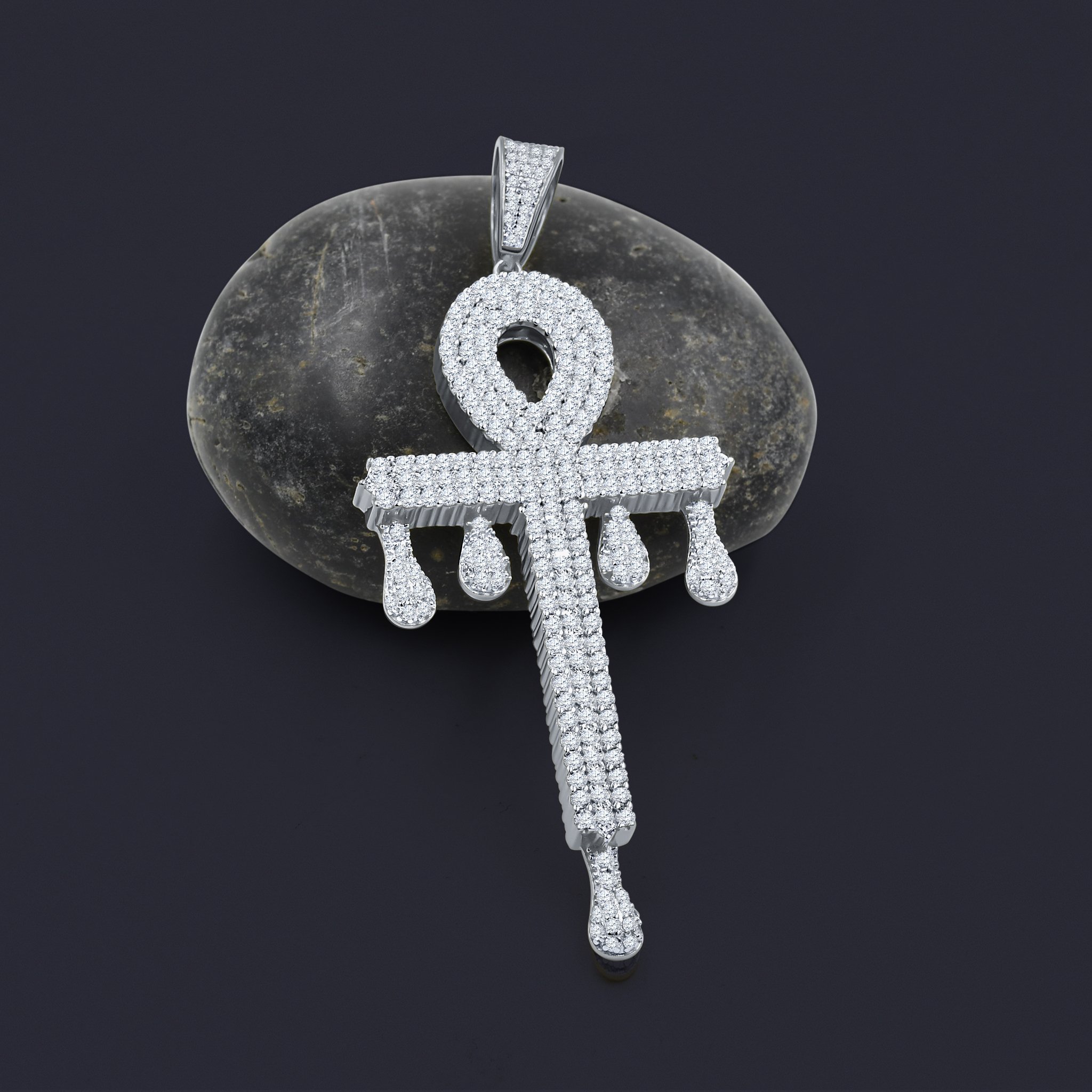 Elegant CRUSADING Silver Pendant featuring cubic zircon stones, crafted from 925 sterling silver, showcasing a cross design.