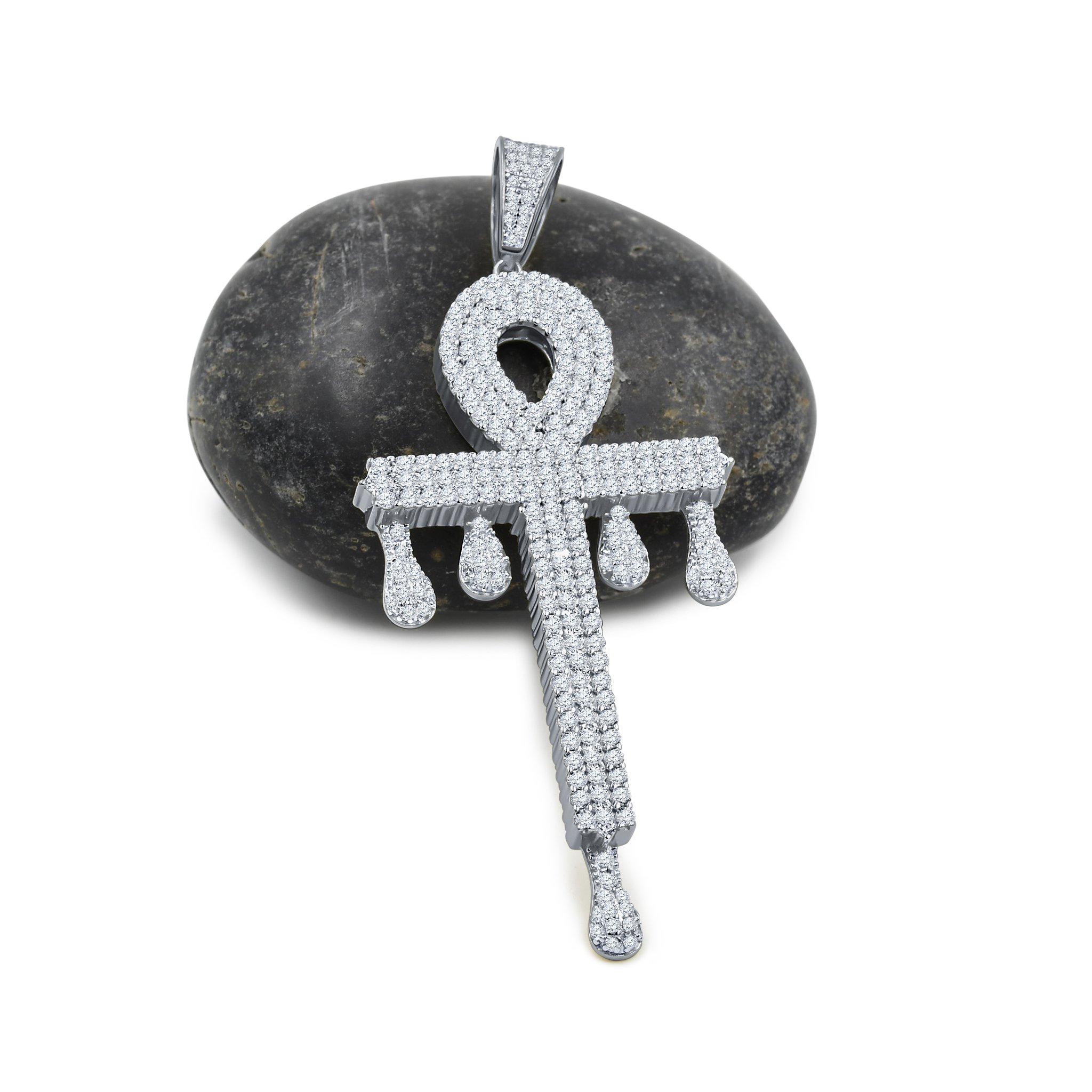 Elegant CRUSADING Silver Pendant featuring cubic zircon stones, crafted from 925 sterling silver, showcasing a cross design.