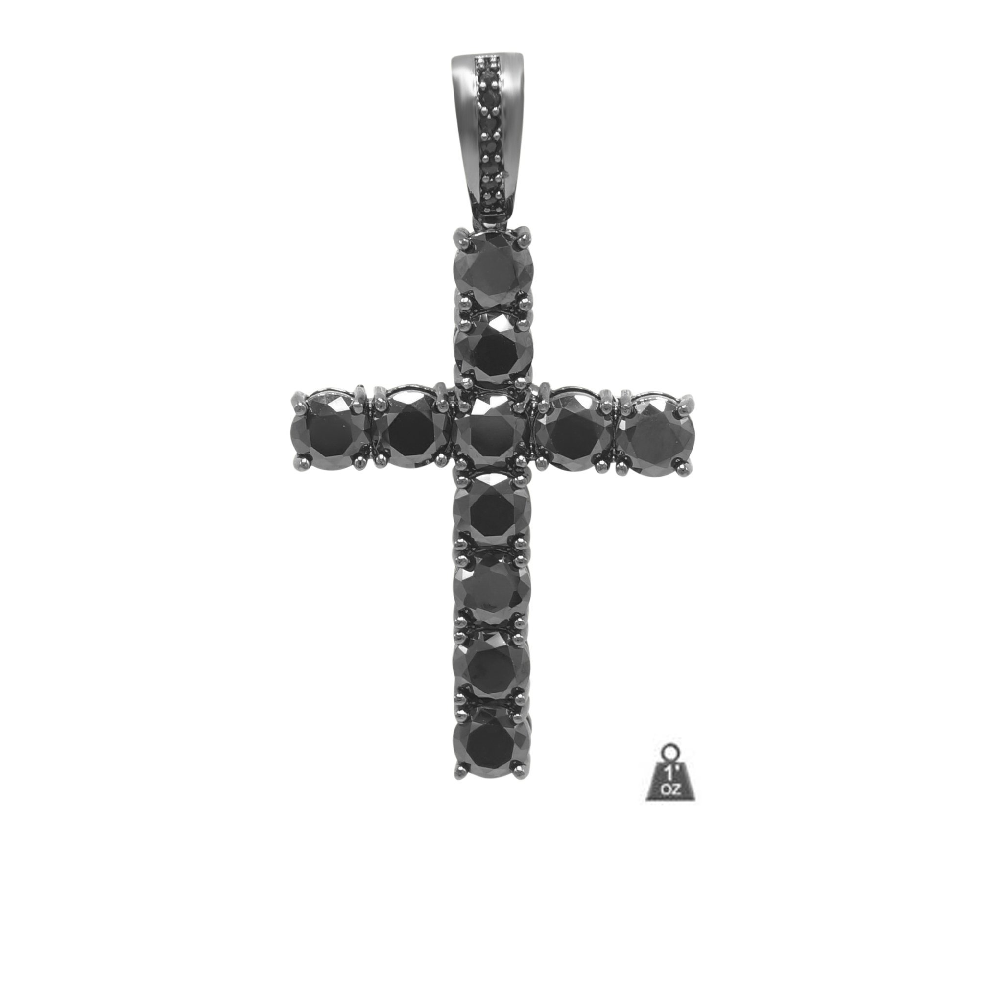 Elegant Crystal Cross-912673 featuring a brass prong set with sparkling crystals.