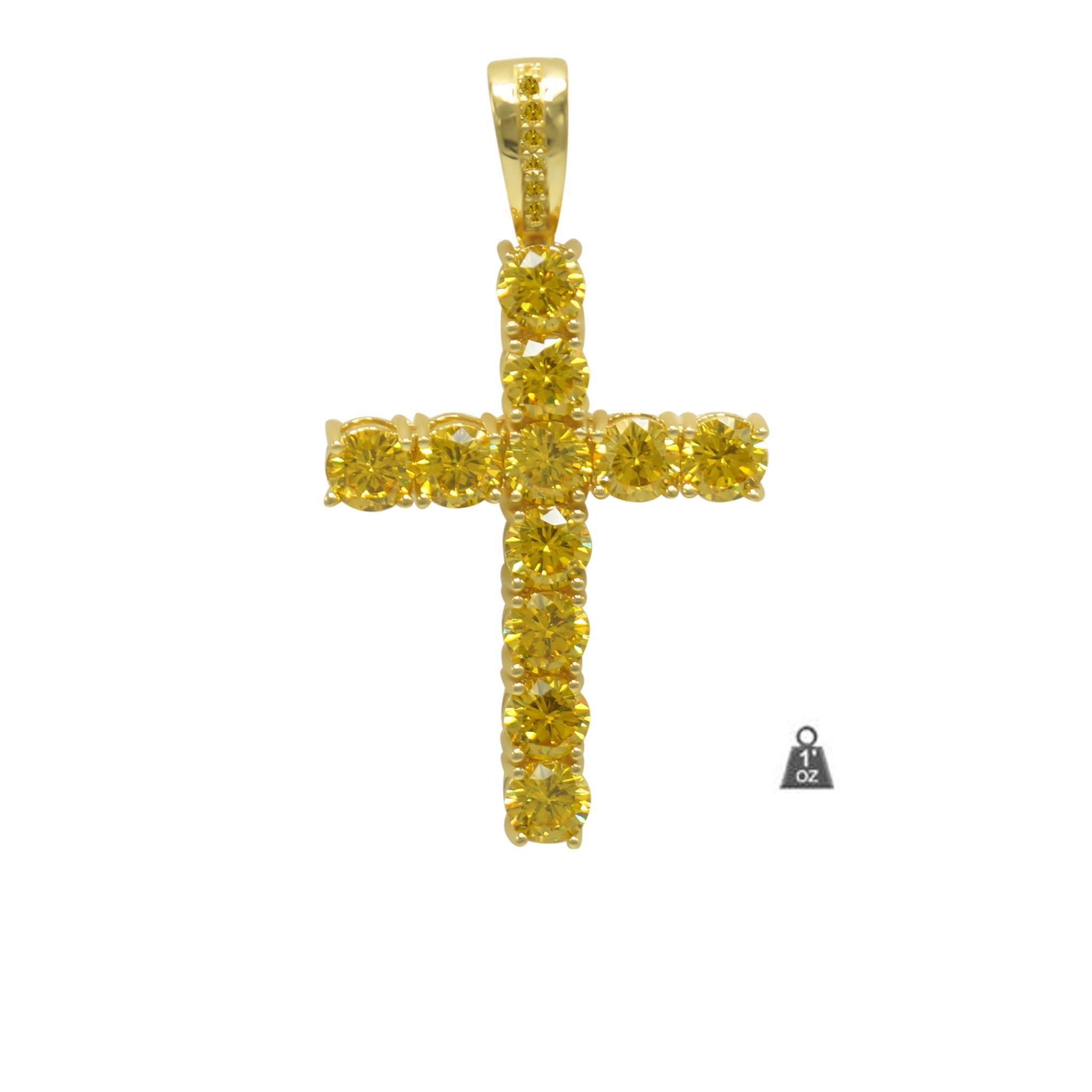 Elegant Crystal Cross in Brass prongset with sparkling crystals, showcasing intricate craftsmanship.