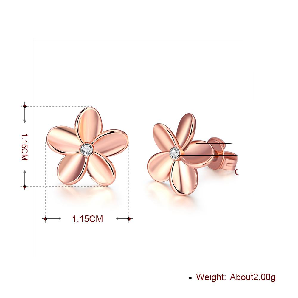 Elegant Crystal Flower Stud Earring in 18K Rose Gold Plated, featuring genuine crystals and a comfortable design.