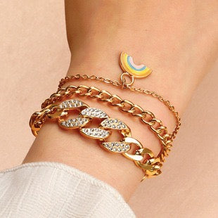 Cuba Rhinestone Bracelet featuring sparkling rhinestones on a durable alloy band, elegantly designed for stylish wear.