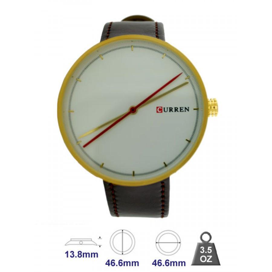 Curren Brand Leather Strap Watch for Men featuring a stylish design with a quartz movement and waterproof capabilities.