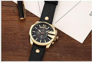 Curren Classic Leather Watch featuring a stylish design with decorative sub dials and a leather strap.