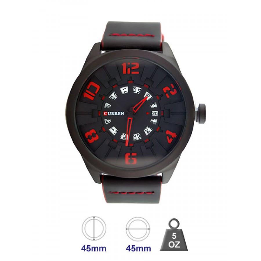 Curren Leather Band Watch for Men featuring a 45mm case and elegant leather strap, perfect for stylish daily wear.