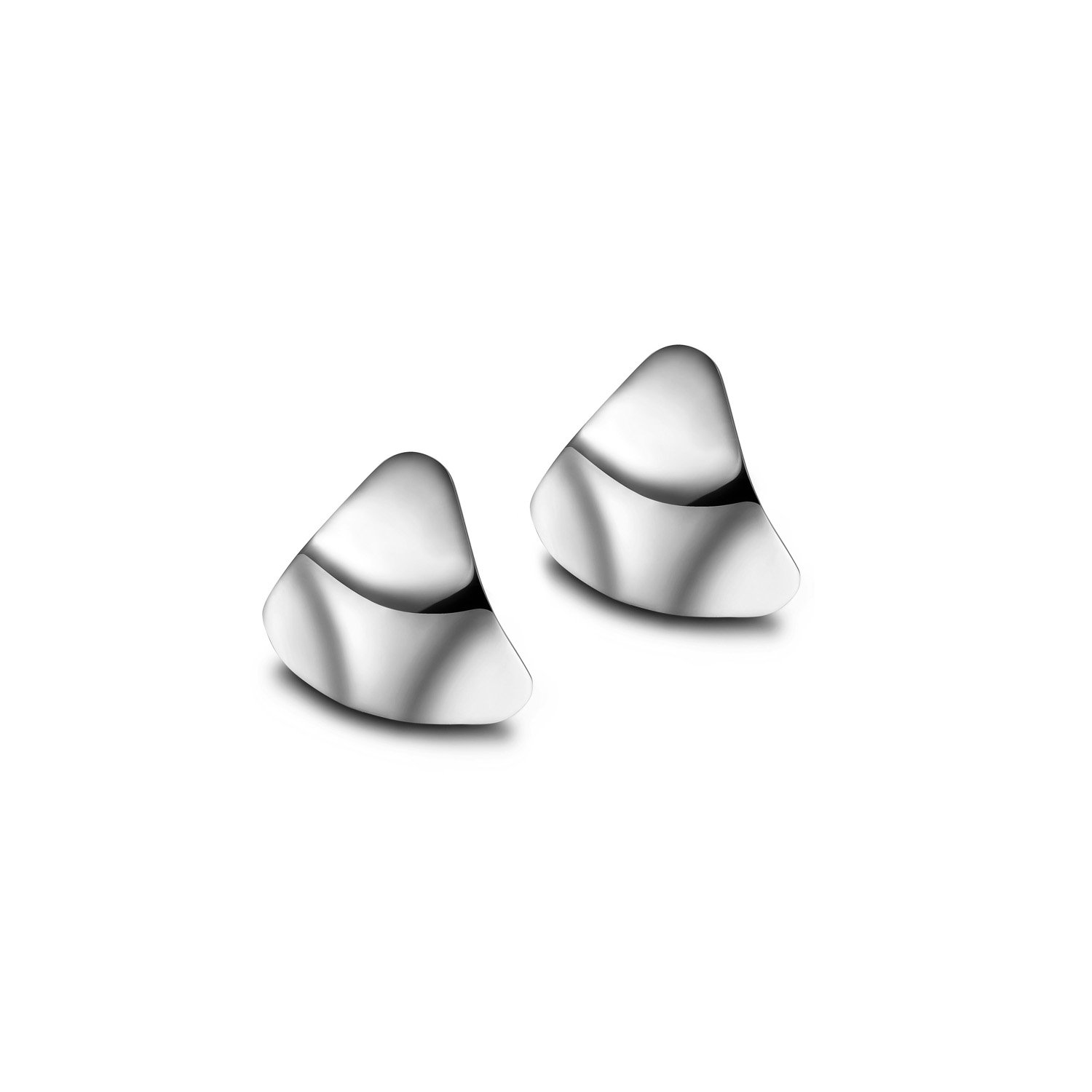 Elegant Curved Triangle Earrings made from hypoallergenic stainless steel with gold plating.