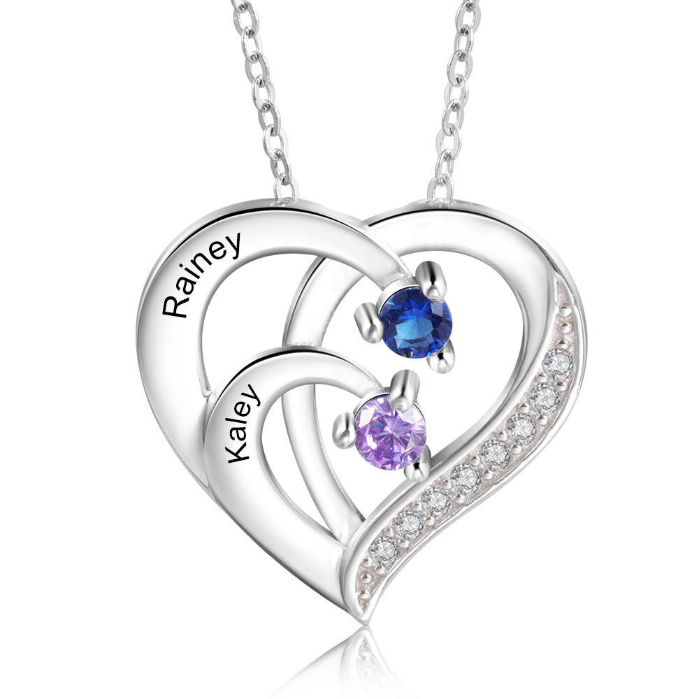 Custom Birthstone Personalized Sterling Silver Necklace with a delicate chain and a sparkling birthstone pendant.