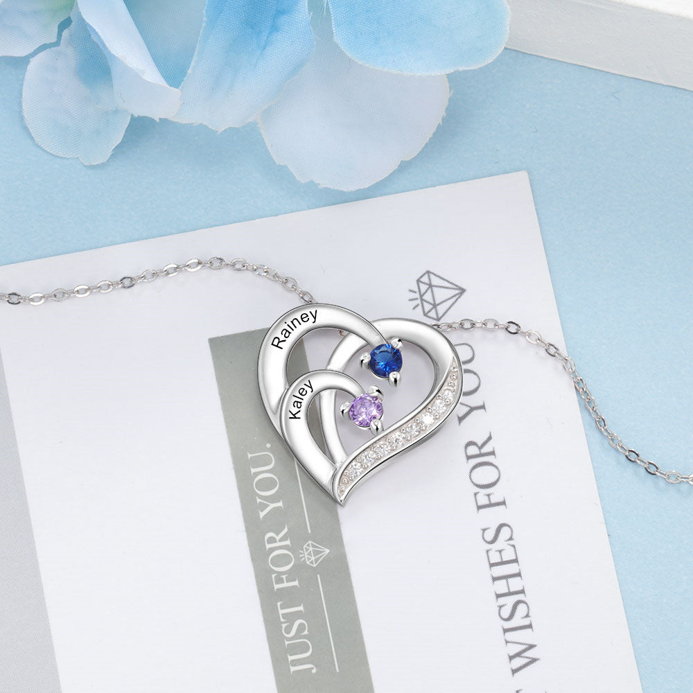 Custom Birthstone Personalized Sterling Silver Necklace with a delicate chain and a sparkling birthstone pendant.