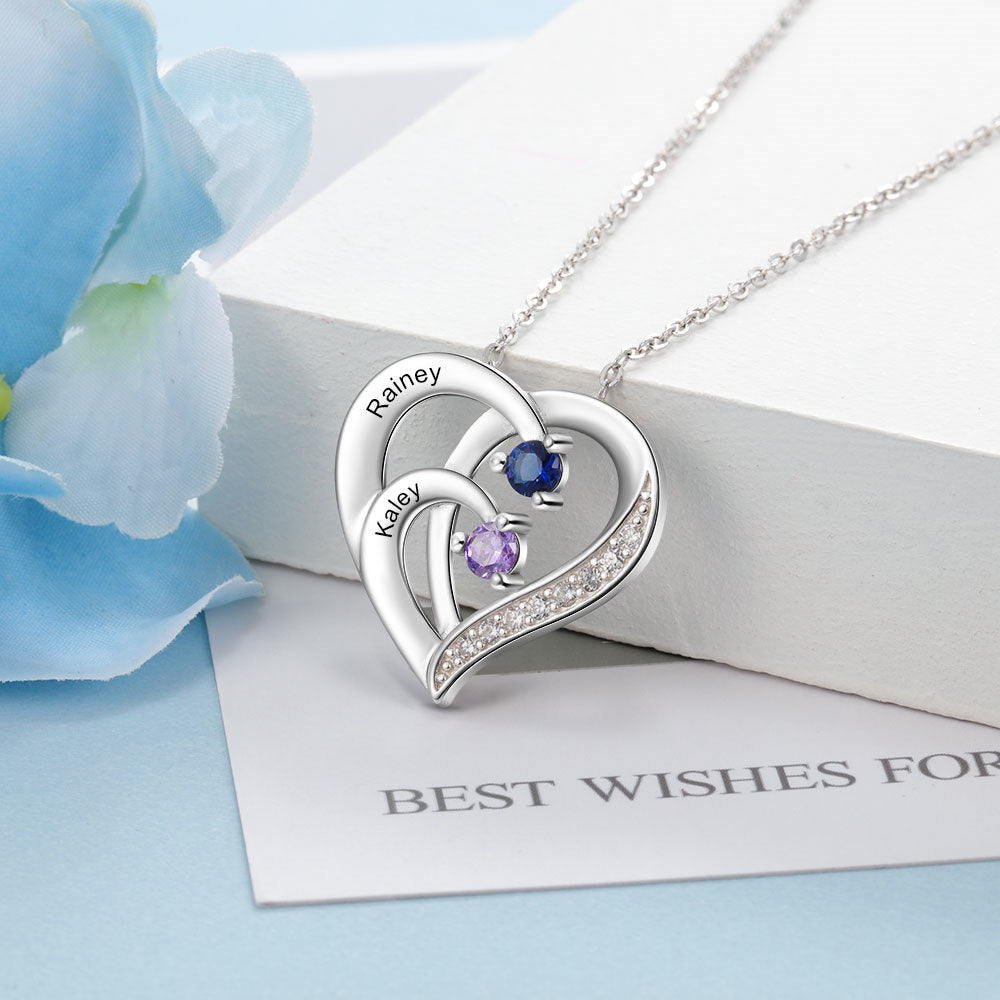 Custom Birthstone Personalized Sterling Silver Necklace with a delicate chain and a sparkling birthstone pendant.