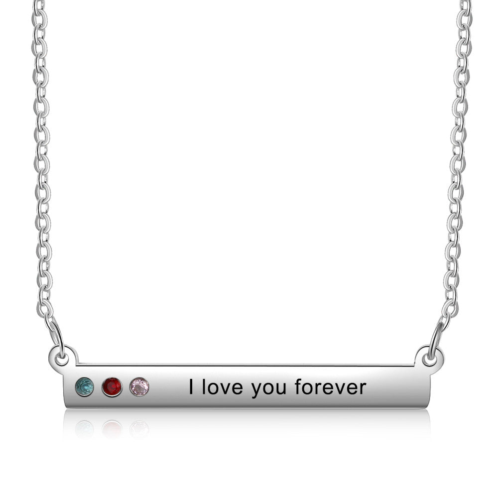 Custom Birthstone Stainless Steel Necklace with adjustable length and personalized birthstone option, showcasing its elegant design.