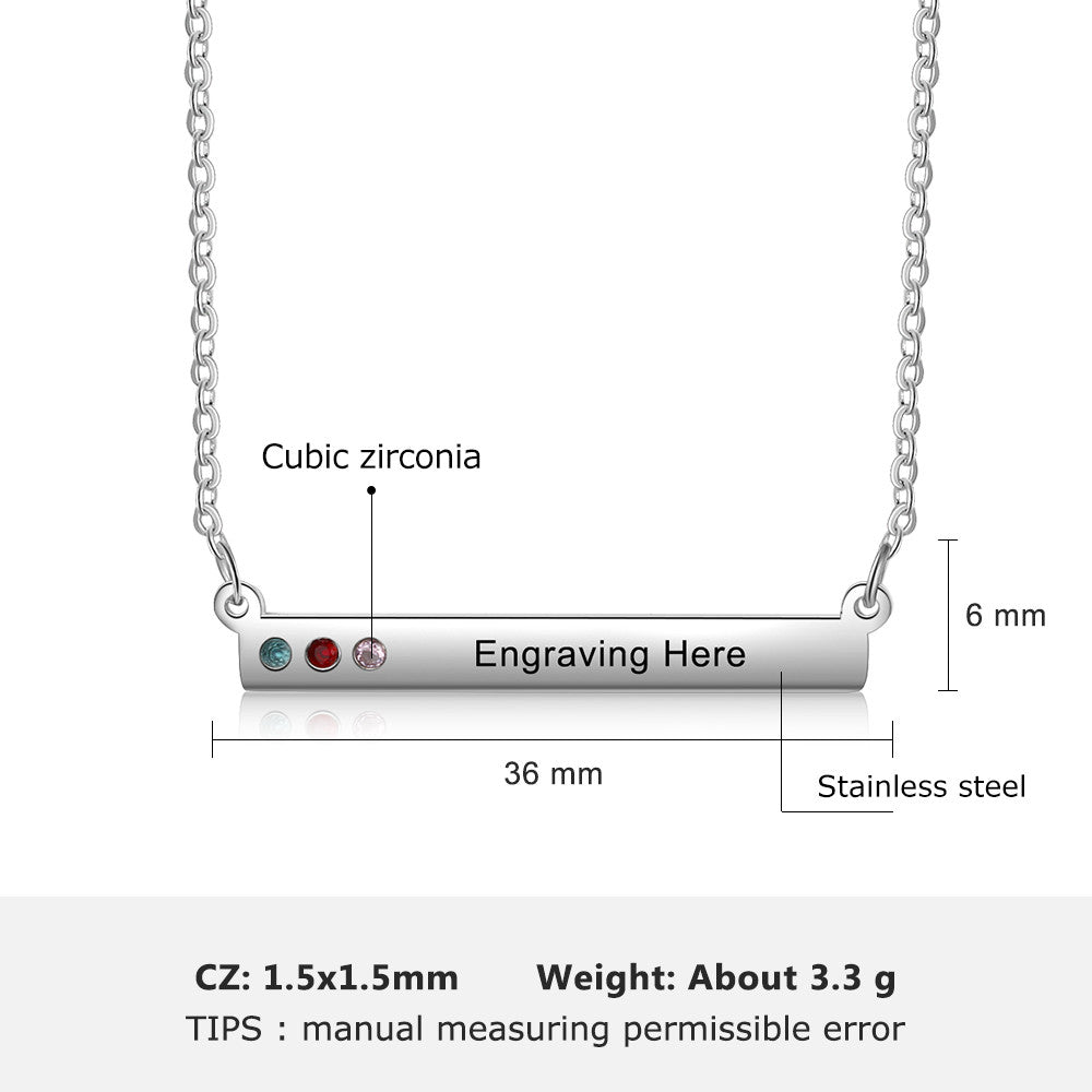 Custom Birthstone Stainless Steel Necklace with adjustable length and personalized birthstone option, showcasing its elegant design.