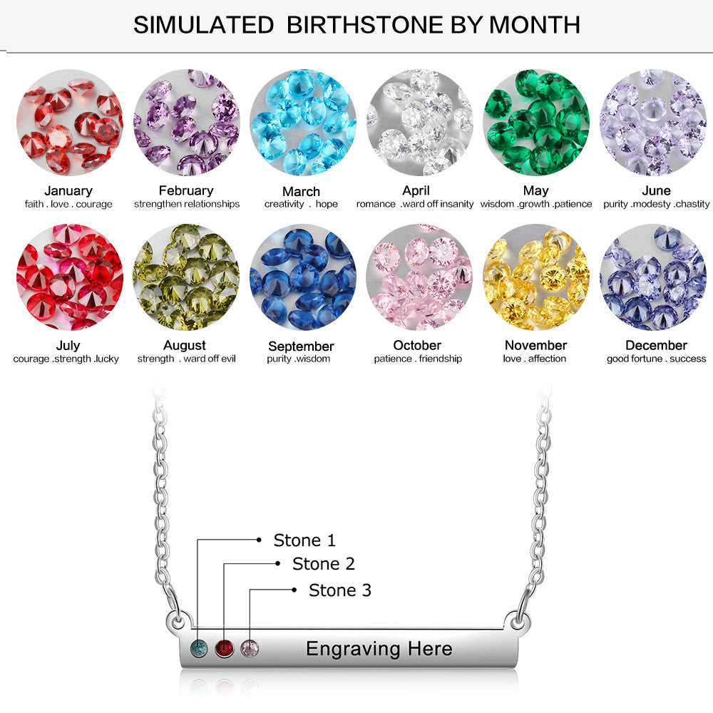 Custom Birthstone Stainless Steel Necklace with adjustable length and personalized birthstone option, showcasing its elegant design.