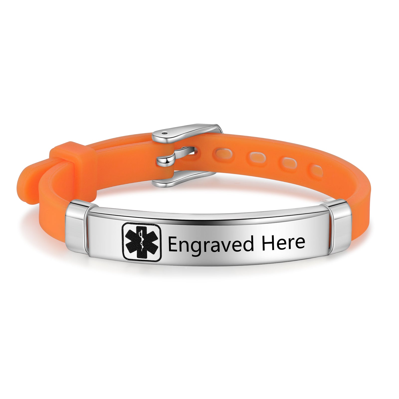 Custom Children Medical Bracelet in vibrant colors, made of stainless steel, designed for safety and personalization.