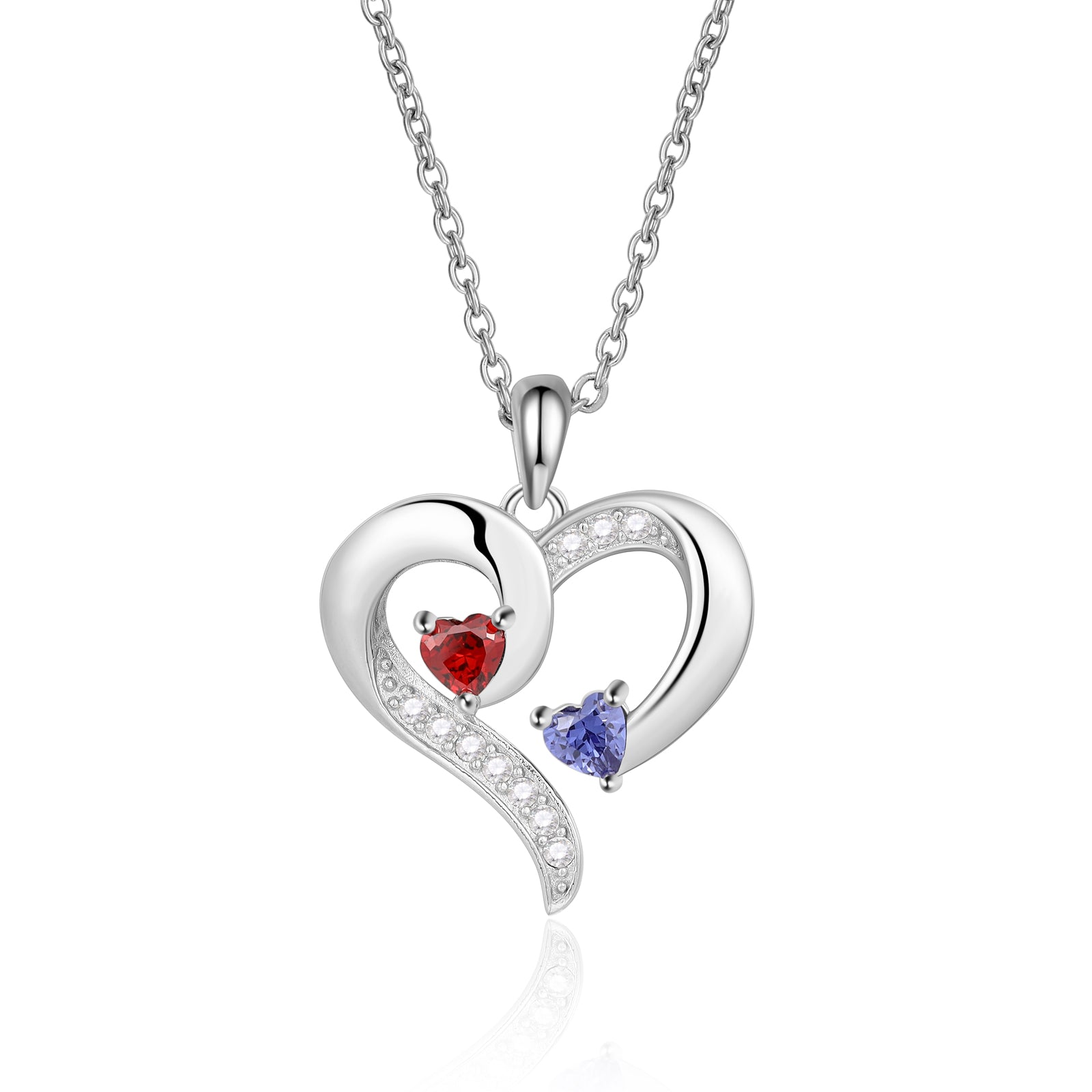 Custom Heart Pendant Necklace in white gold plating, featuring a personalized heart pendant, adjustable chain, and lightweight design.