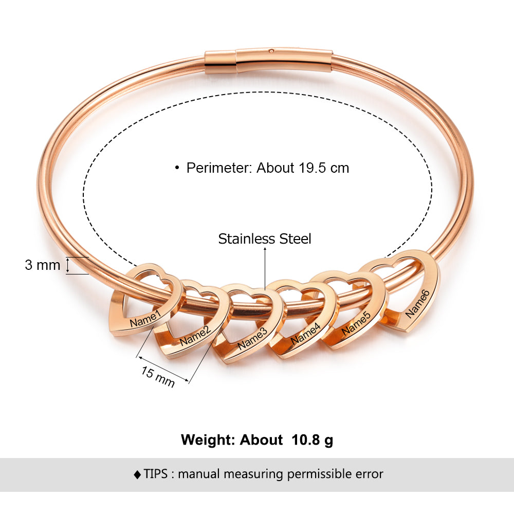 Custom Love Bracelet in white gold, gold, and rose gold plating, showcasing personalized design and stainless steel material.