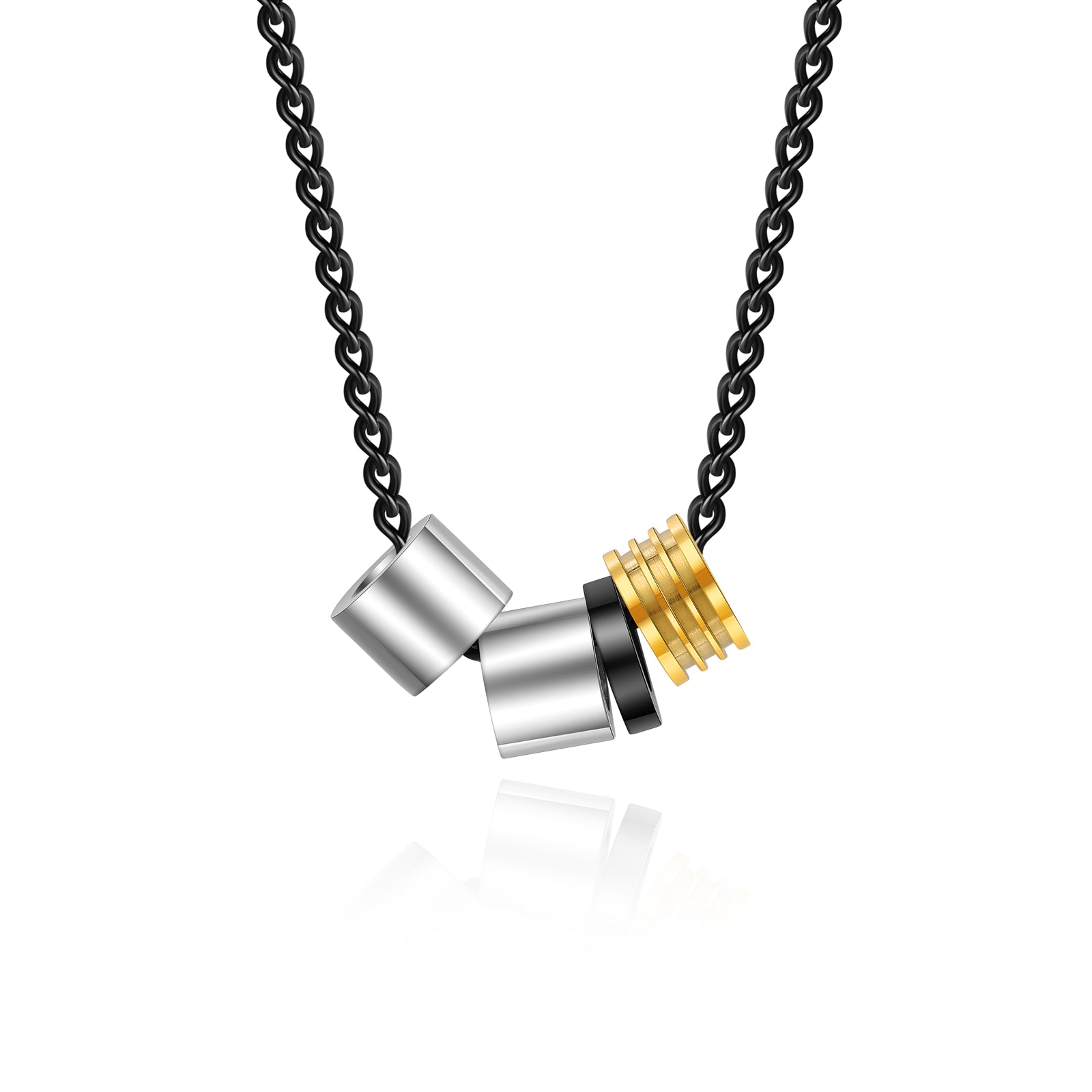 Custom Men Necklace made of stainless steel in black color, featuring a personalized design and adjustable length.