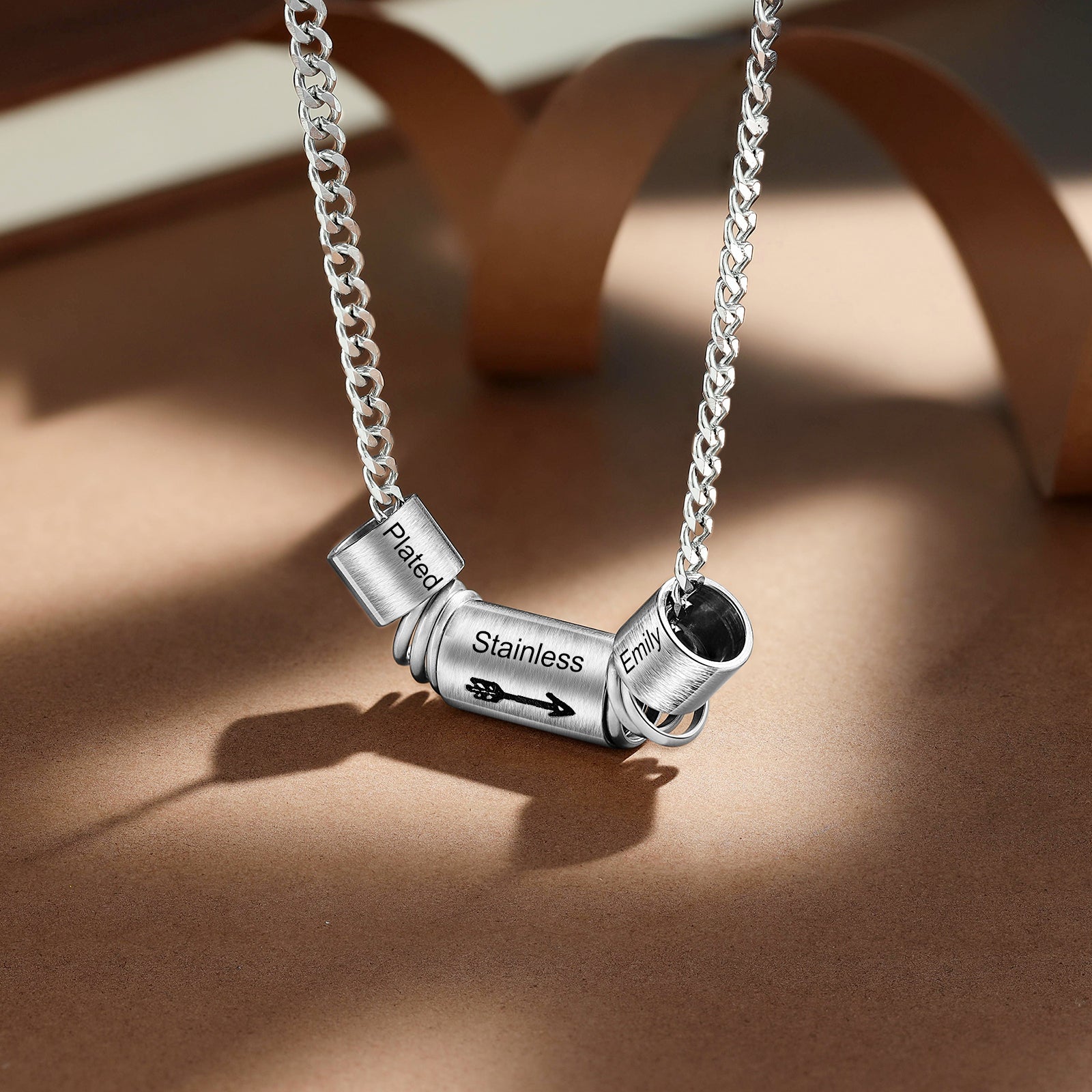 Custom Men's Necklace made of stainless steel with a personalized design, featuring a 60cm chain.