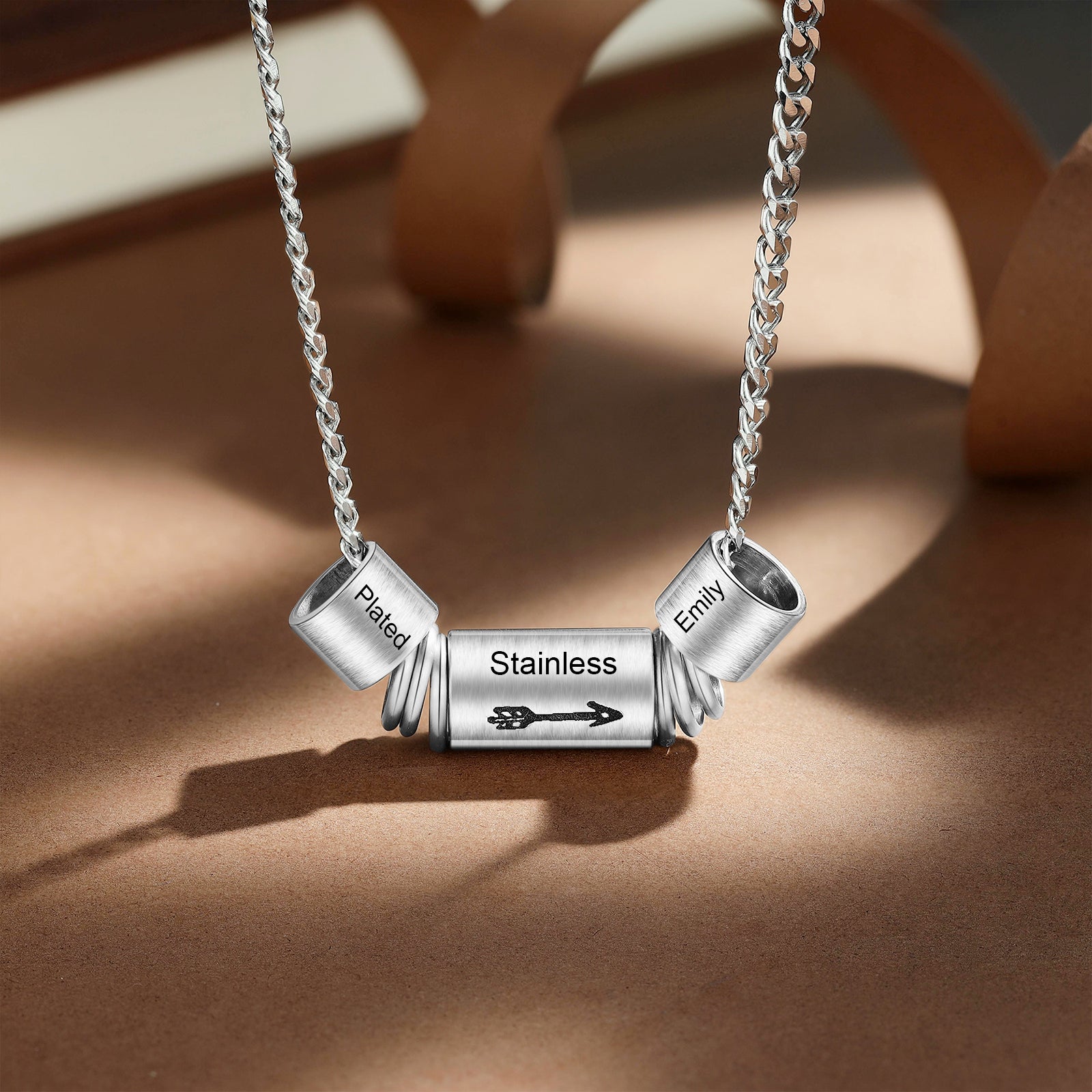 Custom Men's Necklace made of stainless steel with a personalized design, featuring a 60cm chain.