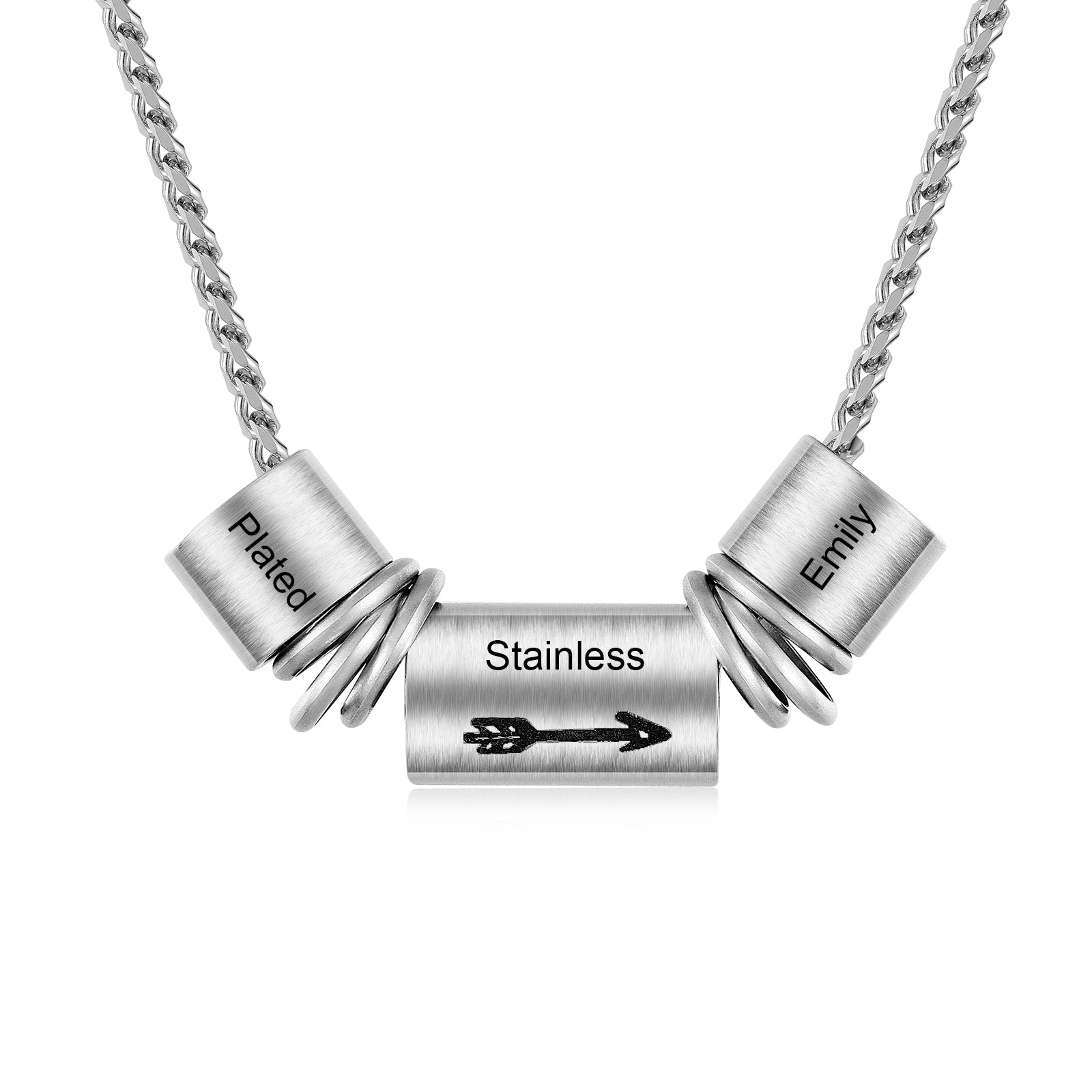 Custom Men's Necklace made of stainless steel with a personalized design, featuring a 60cm chain.