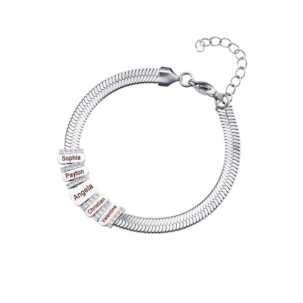 Custom Name Engraved Braided Chain Bracelet made of stainless steel, featuring a braided design and personalized engraving.