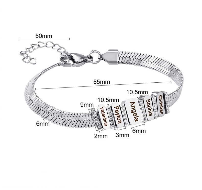 Custom Name Engraved Braided Chain Bracelet made of stainless steel, featuring a braided design and personalized engraving.