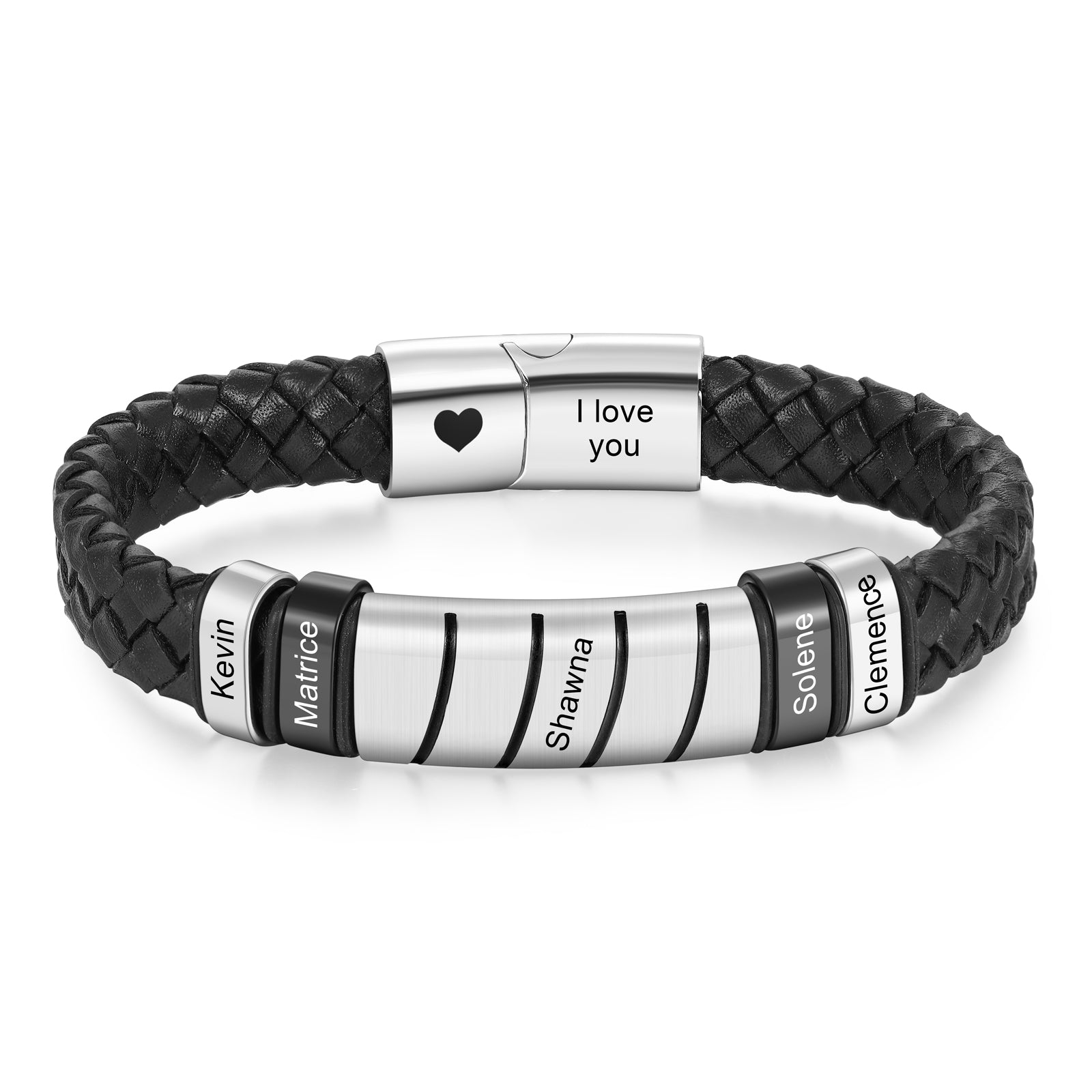 Custom Name Men Bracelet made of stainless steel, featuring a personalized engraved name, tarnish-resistant and hypoallergenic.