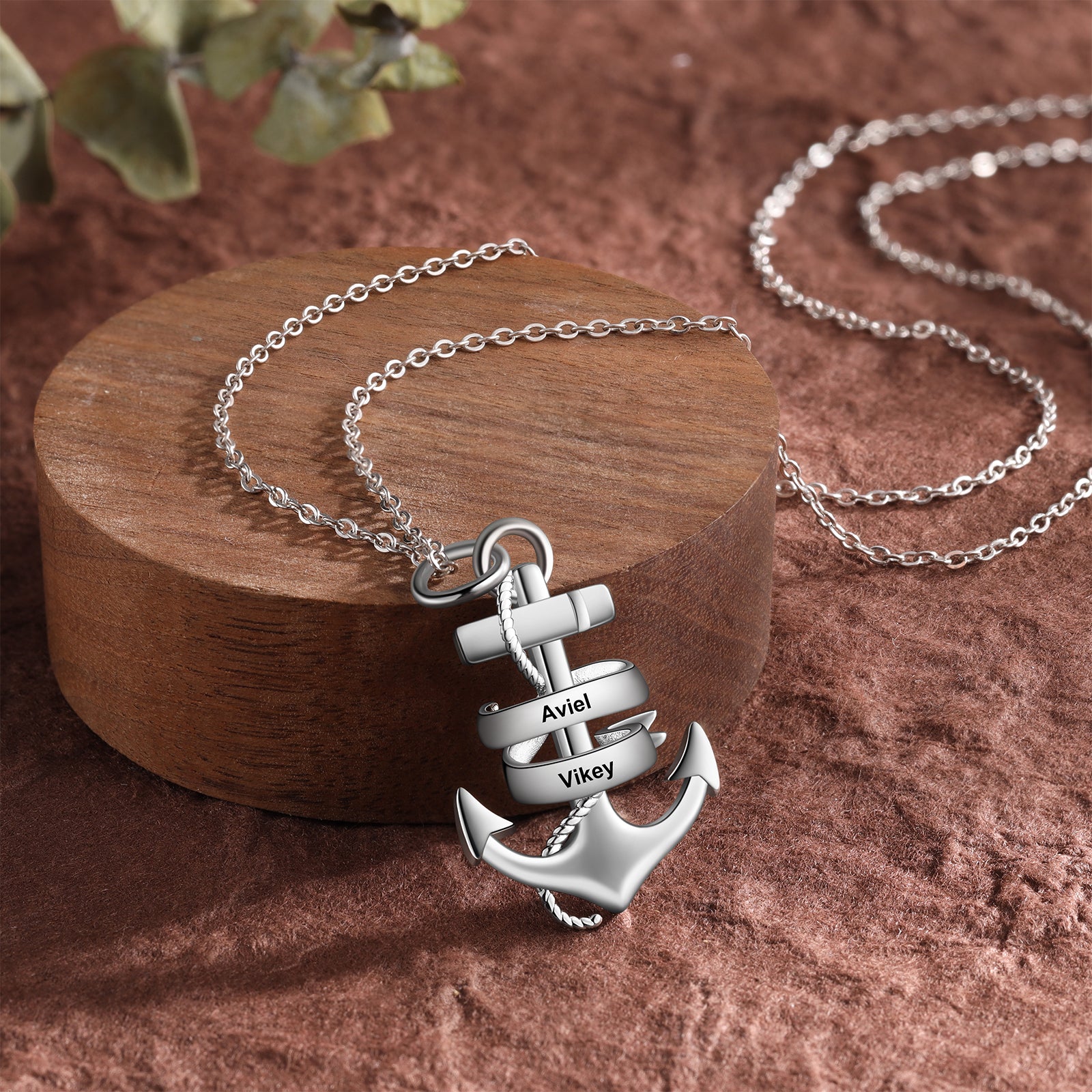 Custom Name With Anchor Necklace made of tarnish-resistant copper, featuring an elegant anchor design and adjustable length.