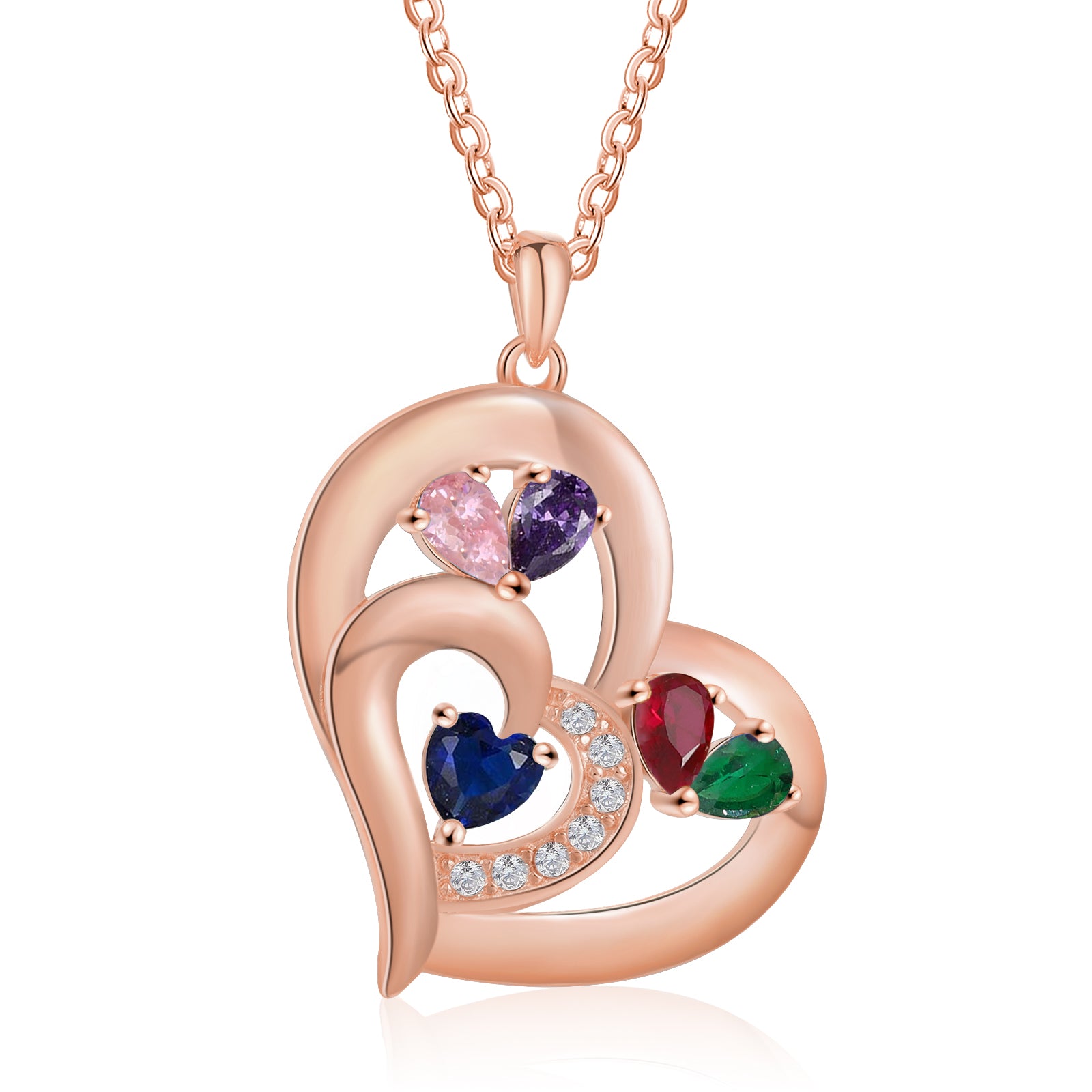 Custom Name With Birthstone Heart Necklace featuring a heart-shaped pendant and personalized name, crafted from tarnish-resistant copper.