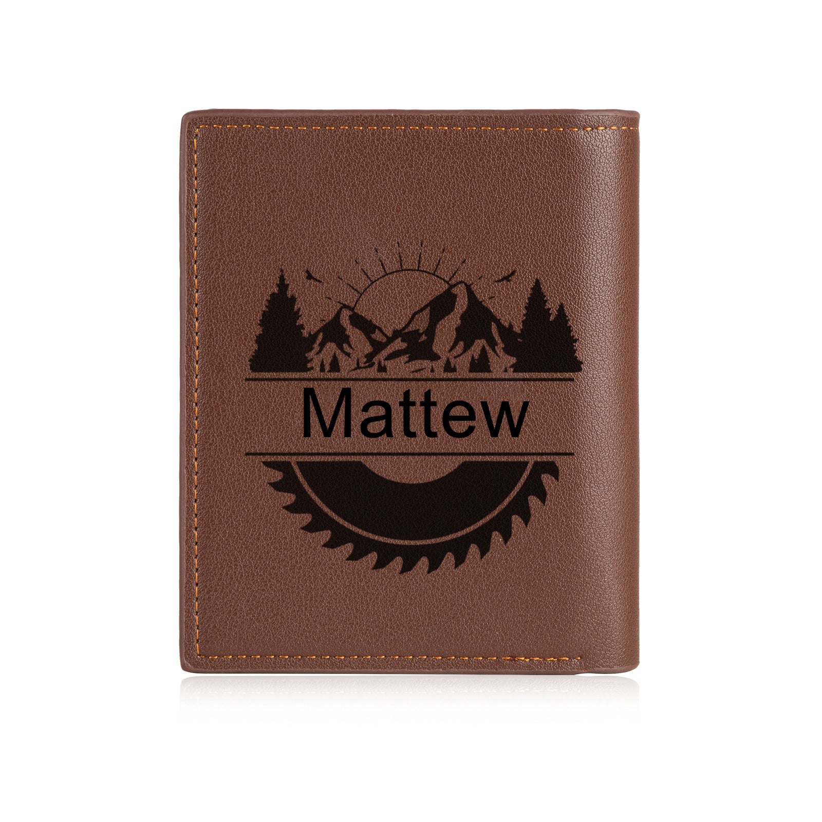 Custom Photo Leather Wallet in brown PU leather, featuring a personalized photo option, compact size, and stylish design.