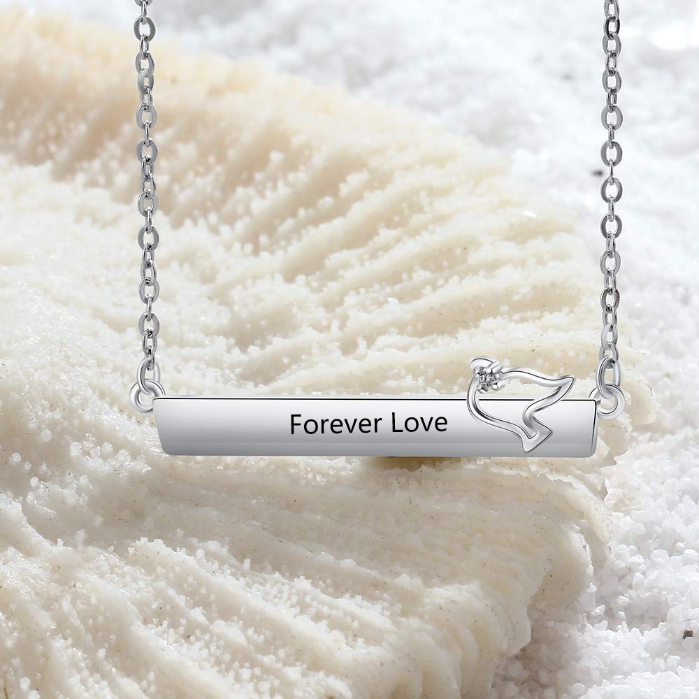 Custom Rhodium Plated Nameplate Bar Necklace featuring a personalized nameplate, crafted from tarnish-resistant copper.