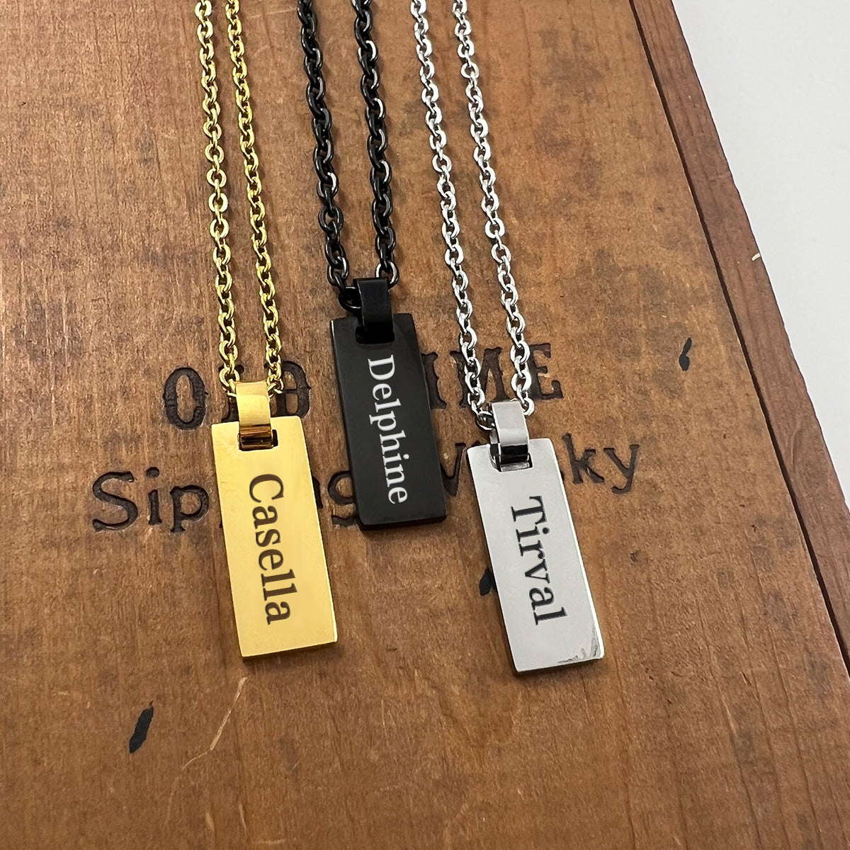 A beautiful custom stainless steel child necklace featuring a personalized pendant and adjustable chain, perfect for kids.