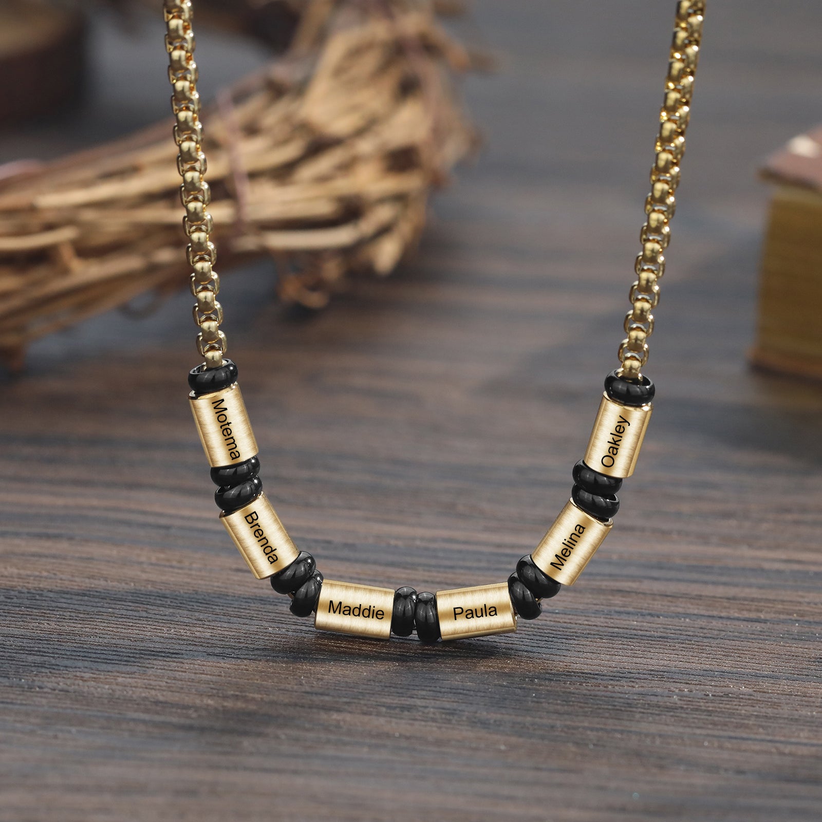 Custom Stainless Steel Men Necklace in gold plating, showcasing personalized design and elegant style.