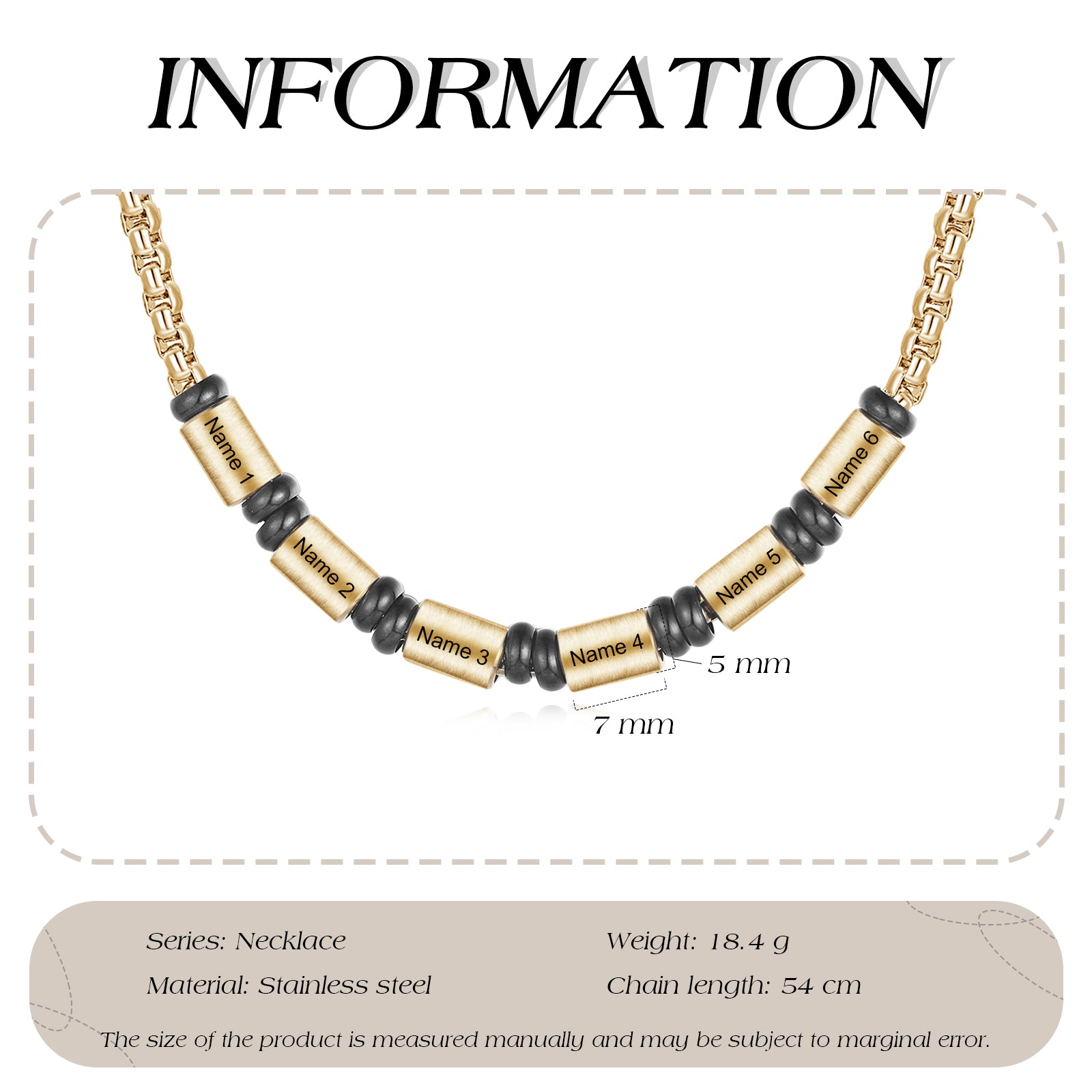 Custom Stainless Steel Men Necklace in gold plating, showcasing personalized design and elegant style.