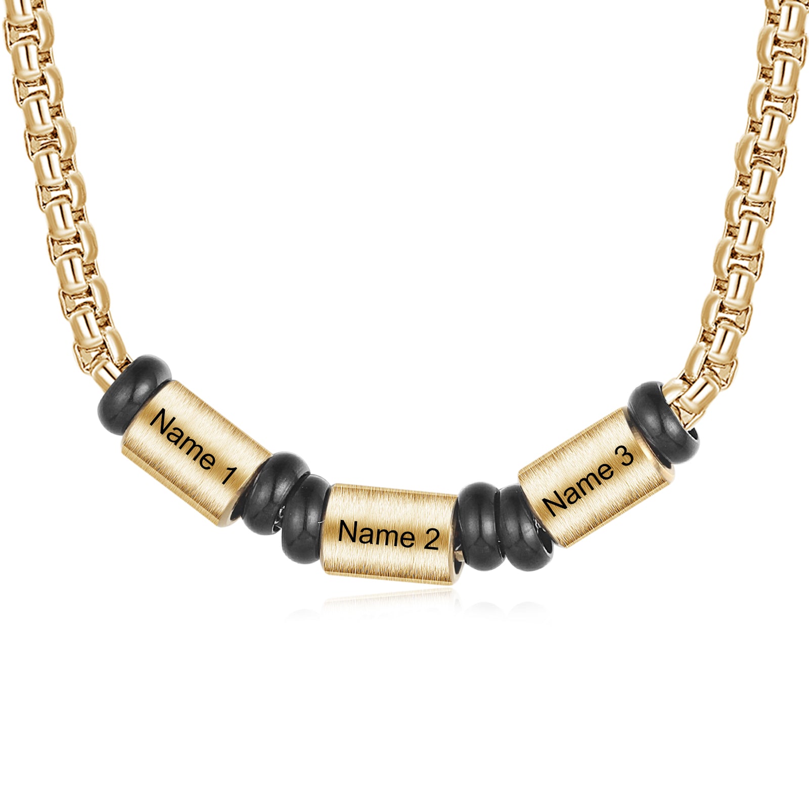 Custom Stainless Steel Men Necklace in gold plating, showcasing personalized design and elegant style.