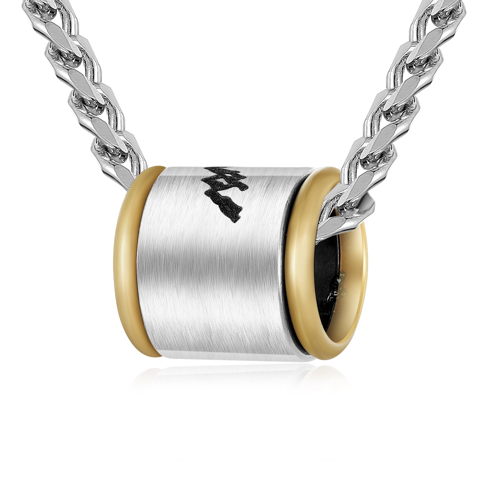 A stylish custom stainless steel necklace with a personalized pendant, showcasing its sleek design and 60cm chain length.