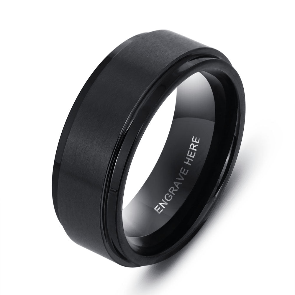 Customized Flat Ring made of stainless steel and tungsten steel, showcasing a sleek and elegant design, perfect for everyday wear.