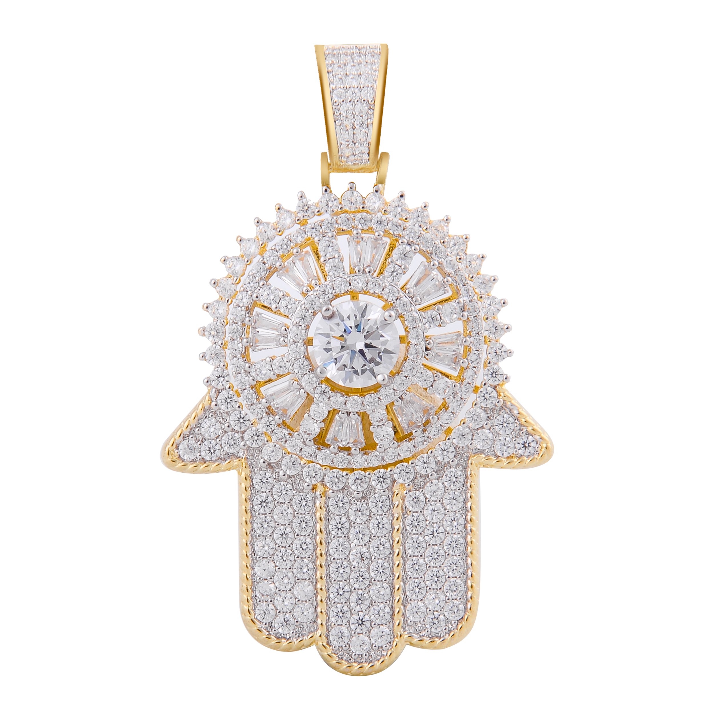 CZ 925 Pendant made of sterling silver with cubic zircon stones, showcasing a prong setting and elegant design.