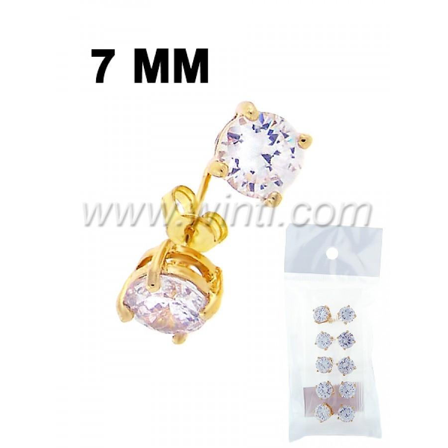 Five pairs of sterling silver CZ diamond stud earrings displayed elegantly.